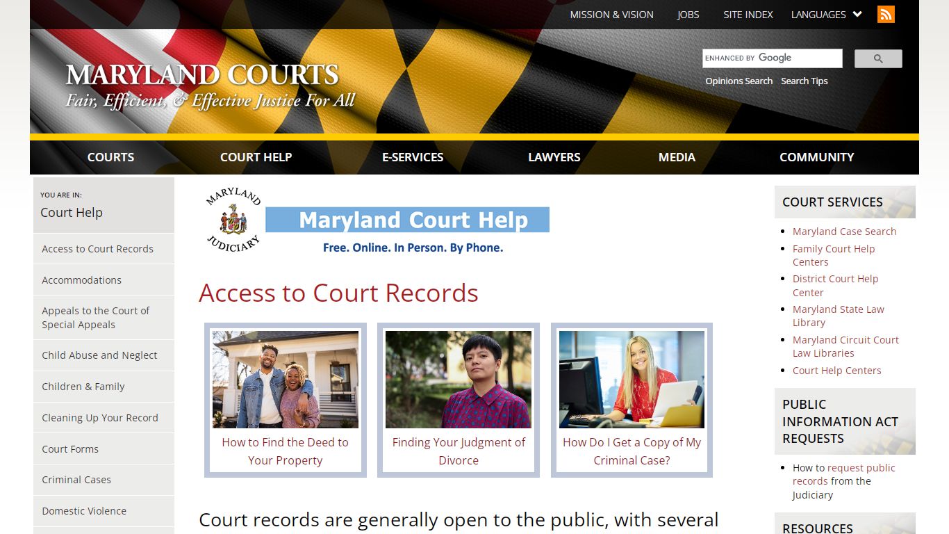 Access to Court Records | Maryland Courts